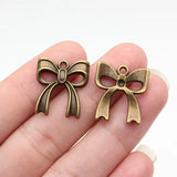 10pcs 20x18mm 2 Colors Antique Bronze Color Antique Silver Color Bow Charms For DIY Jewelry Making