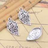 20 piezas dijes hoja de árbol 25x12mm colgantes de Color plata antigua para hacer joyería tibetana hecha a mano DIY