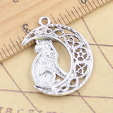 10 Uds. De dijes de estrella vikinga, Luna, Lobo, búho, 33x26mm, colgantes de Color plata tibetana, fabricación de joyería antigua, artesanía hecha a mano DIY