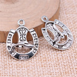 10pcs 25x19mm Gun Black Color Cowboy Boots Horse Shoe Charms For DIY Jewelry Making
