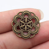 5pcs 26x26mm 3 Colors Antique Bronze Color Antique Silver Color Antique Gold Color Round Flower Charms