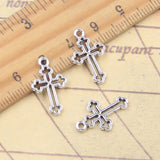 30 Uds. De dijes de Cruz hueca de 19x12mm, colgantes de Color plata antigua, fabricación de joyería tibetana hecha a mano DIY