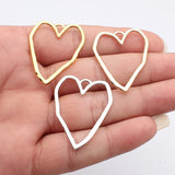 10pcs 39x31mm 3 Colors Antique Silver Color Kc Gold Color Antique Gold Color Large Hollow Hammer Heart Pendant