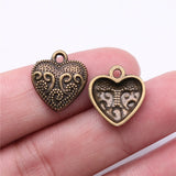 20pcs 17x16mm 2 Colors Antique Bronze Color Antique Silver Color Heart Charms For DIY Jewelry Making