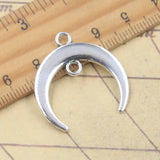 10 Uds. De dijes con eslabones de Luna, 28x28mm, colgantes de Color plata antigua, fabricación de joyería tibetana hecha a mano DIY