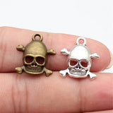 10pcs 20x18mm 2 Colors Antique Bronze Color Antique Silver Color Skull Charms For DIY Jewelry Making