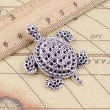 Colgantes de tortuga y mar de 48x38mm, colgantes de Color plateado tibetano, fabricación de joyas antiguas, manualidades hechas a mano, 5 piezas