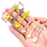 10pcs 6 color alloy Spoon Charm For Necklace Key Chain Pendant DIY Jewelry Crafts Making Accessories J463 61*16mm