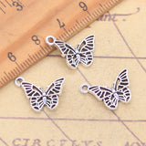 20 piezas dijes de mariposa 13x17mm colgantes de Color plata antigua para hacer joyería tibetana hecha a mano DIY