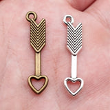 20pcs 29x7mm 2 Colors Antique Bronze Color Antique Silver Color Arrow To Heart Charms For DIY Jewelry Making