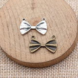 20pcs 21x15mm 2 Colors Antique Bronze Color Antique Silver Color Bow Tie Charms For DIY Jewelry Making