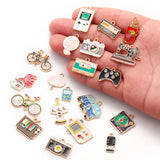 10pcs Vintage Enamel Cup Phonograph Bicycle Charms For Jewelry Making Handmade DIY Necklaces Pendants Bracelets Accessories W404