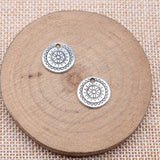 20pcs 14x14mm 2 Colors Antique Silver Color Antique Gold Color Pattern Small Round Card Charms For DIY Jewelry Making