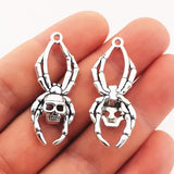 5pcs 40x16mm Antique Silver Color Halloween Skull Spider Charms Pendant Designer Charms Fit Jewelry Making DIY Jewelry Findings