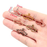 30pcs Zinc alloy 6 colors Filigree Stamping Pendants bat Hollow Metal Charms DIY Necklace earrings Jewelry Accessories 24mmx14mm