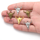 10pcs Antique Silver color Bull Head Charm Pendant fit Making Bracelets Jewelry Findings DIY Accessories 21*20mm D933
