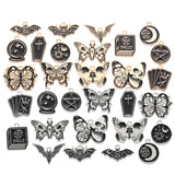 10pcs Dark Gothic Style Skull&Butterfly Enamel Charms for DIY Personality Punk Necklace Earrings Keychain Halloween Spooky Decor