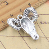 5 uds dijes antílope cabeza de oveja 30x28x11mm colgantes de Color plata antigua fabricación DIY joyería tibetana hecha a mano