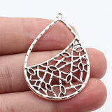 4pcs 47x34mm 4 Colors Hollowed-Out Teardrop Geometric Texture Earrings Pendant For DIY Jewelry Making