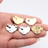 4pcs 26x20mm 5 Colors Hammered Uneven Wave Heart Charms For DIY Jewelry Making