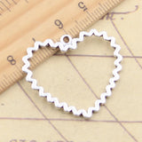 Colgantes de plata tibetana de 29x33mm con forma de corazón Irregular, 10 piezas, fabricación de joyas antiguas, artesanía hecha a mano