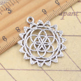 5 uds dijes Datura stramonium Yoga flor de la vida 33x30mm colgantes de Color plata antigua fabricación DIY encontrar tibetano hecho a mano