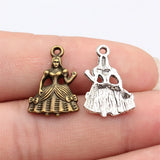 20pcs 21x14mm 2 Colors Antique Bronze Color Antique Silver Color Bow-Knot Dress Girl Charms For DIY Jewelry Making
