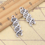 20 piezas dijes de ácido déoxribonucleico espiral ADN 25x9mm colgantes de Color plata antigua para hacer joyería tibetana hecha a mano DIY