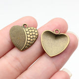10pcs 20x20mm 2 Colors Antique Bronze Color Antique Silver Color Heart Charms For DIY Jewelry Making