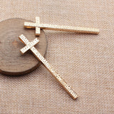 2pcs 81x22mm 2 Colors Antique Bronze Color Kc Gold Color Blessed Hammered Cross Charms For DIY Jewelry Making