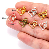 30pcs 7 Colors heart shaped Charm for Necklace Keyring Pendant DIY Handmade Jewelry Accessories 14*15mm A145