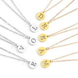 5pcs Stainless Steel Necklace Fashion Gold Color Initial Charms Metal Round A To Z Letters For Women Single Name Jewelry Gifts