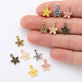 50pcs 6 Color cute small flower Charm for Bracelet Necklace earring Pendant  DIY Handmade Jewelry Accessories 10.5*13mm Q1163
