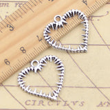 20 piezas dijes espinas corazón ronquito 24x24mm colgantes de Color plata antigua DIY hacer joyería tibetana hecha a mano