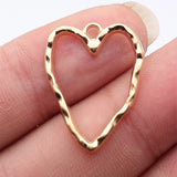 20pcs 26x20mm 3 Colors Antique Bronze Color Antique Silver Color Kc Gold Color Hammer Pattern Hollow Heart Charms
