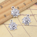 30 Uds. De dijes de telaraña de Halloween, 15x12mm, colgantes de Color plata antigua, fabricación de joyería tibetana hecha a mano DIY