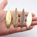 2pcs 85x20mm 4 Colors Kc Gold Color Hammered Large Leaf Pendant