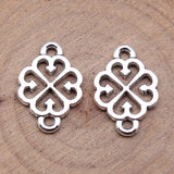 20pcs 21x15mm Antique Silver Color Flower Connector Pendant For DIY Jewelry Making Handmade Jewelry Craft Findings