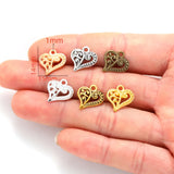 20pcs 6 Color hollow out heart shaped Charm for Necklace Keyring Pendant DIY Handmade Jewelry Accessories 15*14mm A02