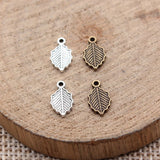 40pcs 10x6.1mm 2 Colors Antique Bronze Color Antique Silver Color Leaf Charms For DIY Jewelry Making