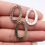 20pcs 28x18mm 3 Colors Hammered Irregular Oval Circle Pendant