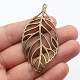 2pcs 72x36mm 2 Colors Antique Bronze Color Antique Silver Color Hollow Leaves Charms For DIY Jewelry Making