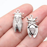 5pcs 25x12x6mm 3 Colors Antique Bronze Color Antique Silver Color Antique Gold Color Insect Cicada Charms