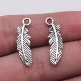 10pcs 7x23mm 2 Colors Antique Bronze Color Antique Silver Color Feather Charms For DIY Jewelry Making
