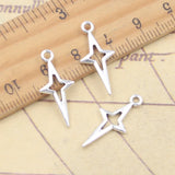 30 Uds. De dijes de estrella del norte, 23x10mm, colgantes de Color plata tibetana, fabricación de joyería antigua, artesanía hecha a mano DIY
