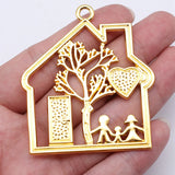 2pcs 59x52mm 2 Colors Antique Silver Color Gold Color Happy Home Charms For DIY Jewelry Making