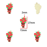 10-Piece Red Valentine's Day Enamel Charm Bracelet, Earrings, Metal Keychain Pendant Jewelry Accessories Set W577