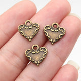 20pcs 13x13mm 2 Colors Antique Bronze Color Antique Silver Color Heart Charms For DIY Jewelry Making