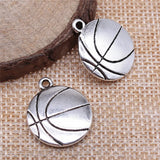 High Quality 5Pieces/Lot 22*18mm Antique Silver Plated Double Side Basket Ball Basketball Charms