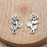 40pcs 18x9.6mm 2 Colors Antique Bronze Color Antique Silver Color Small Flower Charms For DIY Jewelry Making
